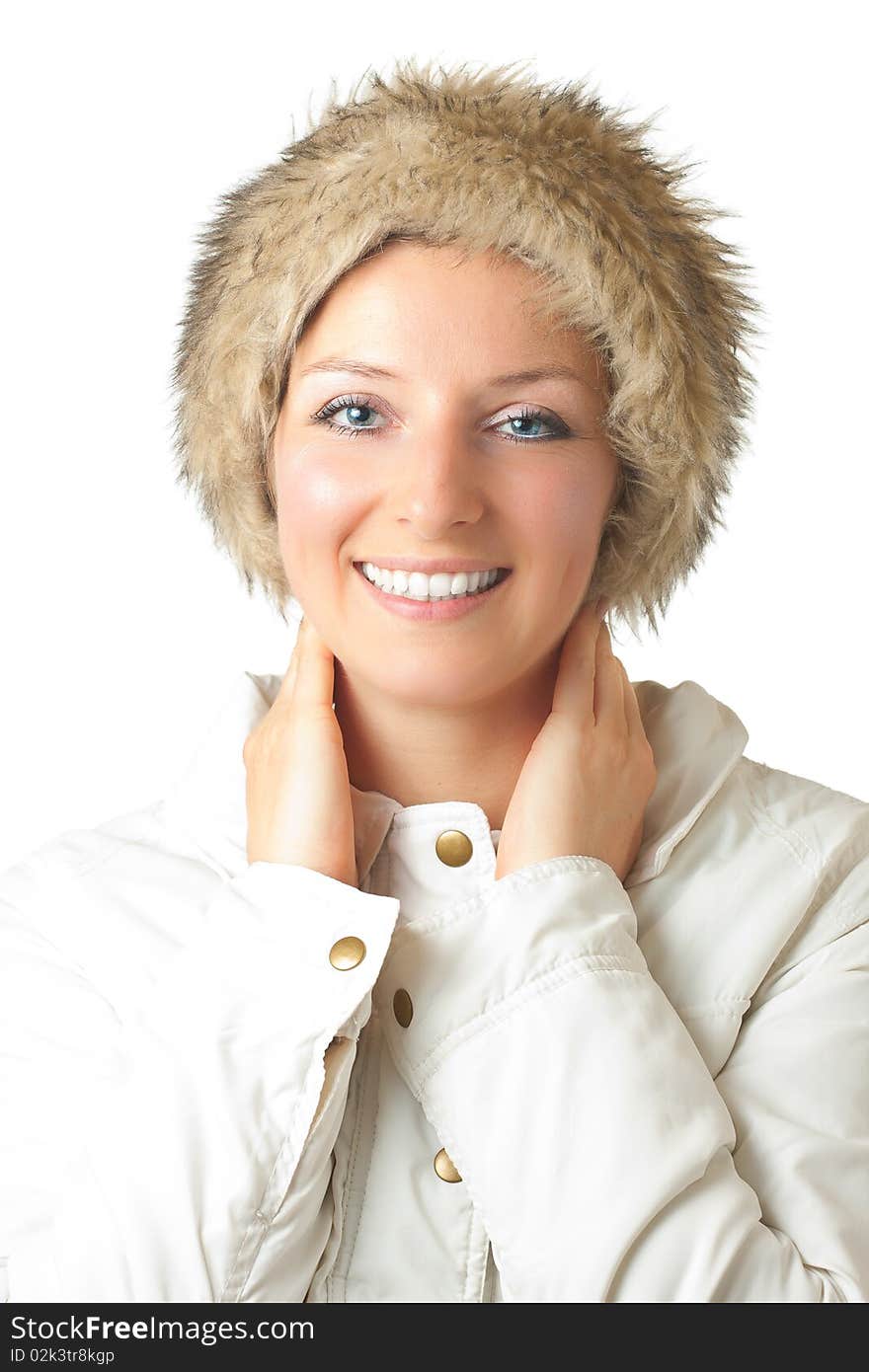 Woman in furry hat