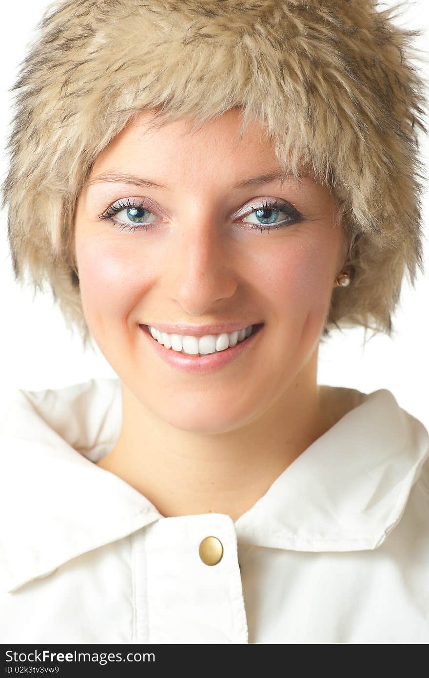 Woman in furry hat