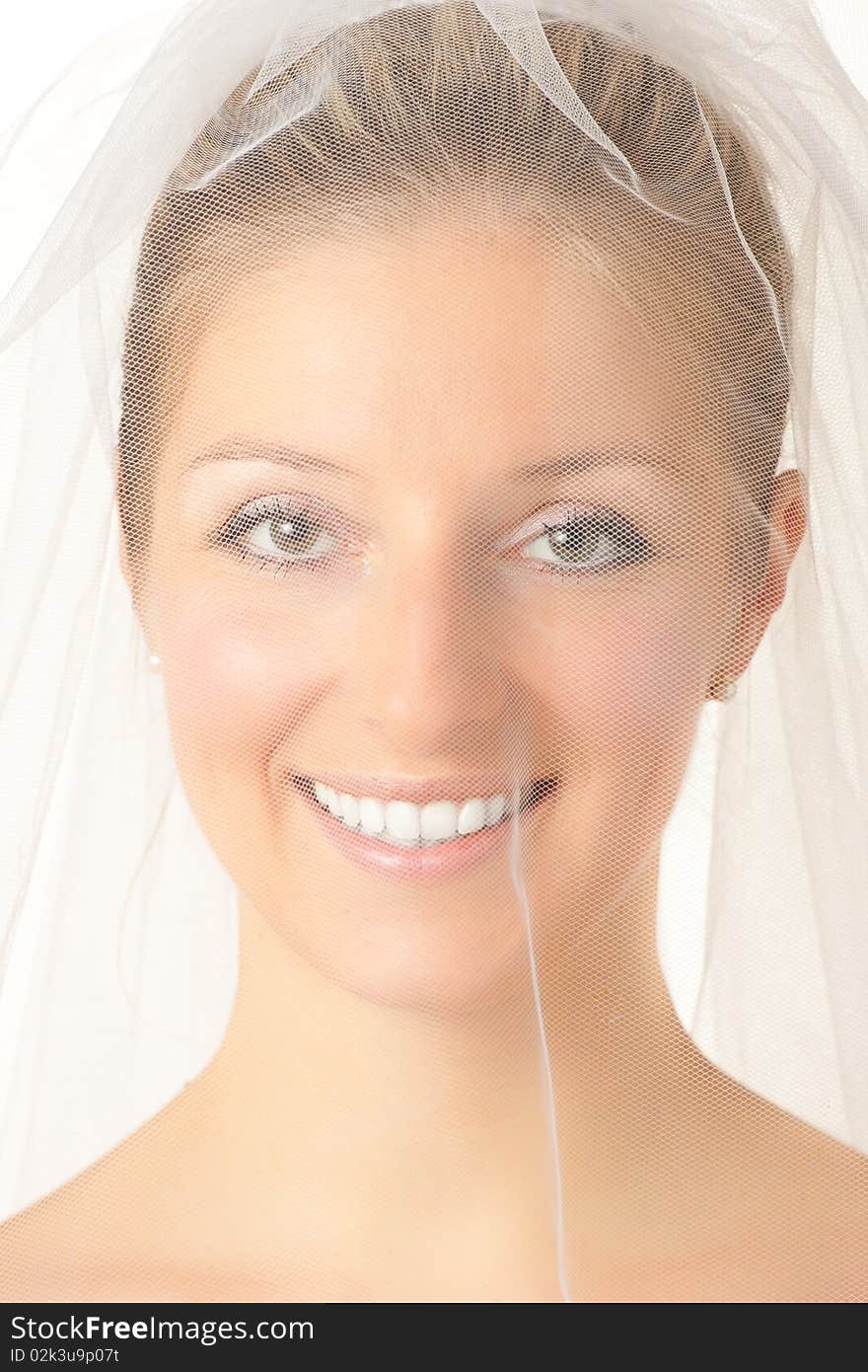 Young woman in wedding dress