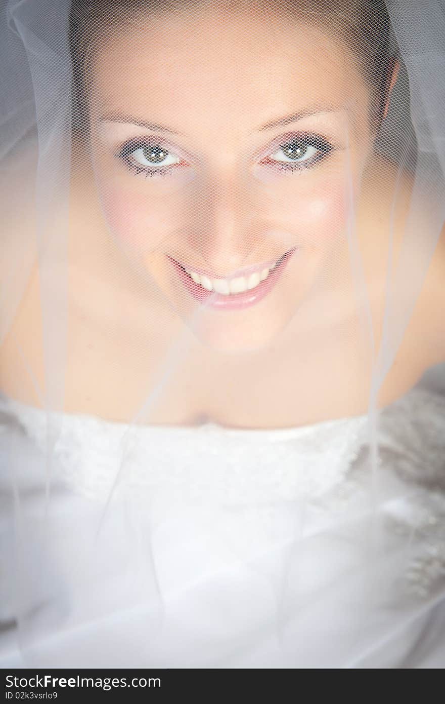 Young woman in wedding dress