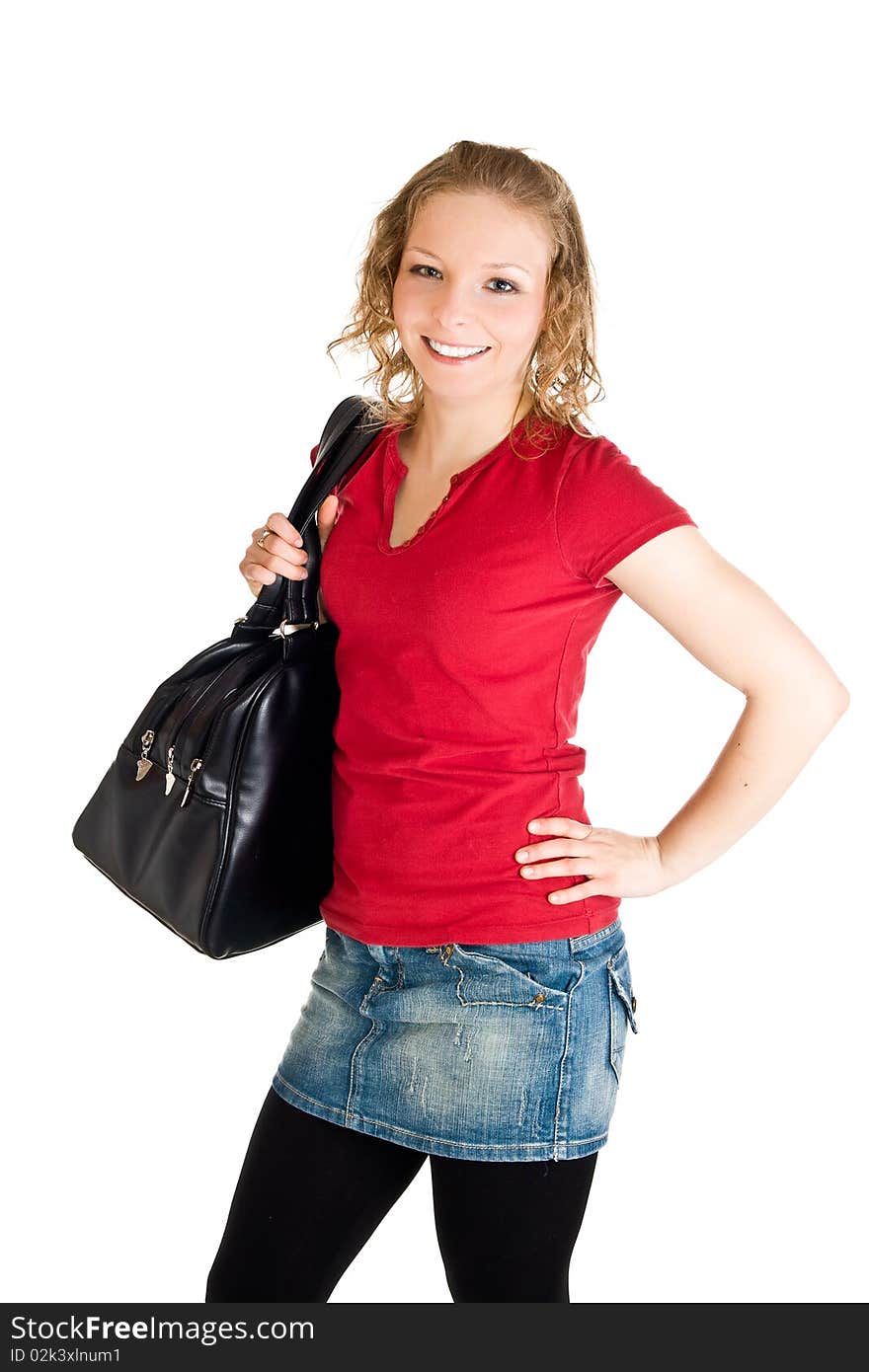 Caucasian young girl on white isolated background. Caucasian young girl on white isolated background