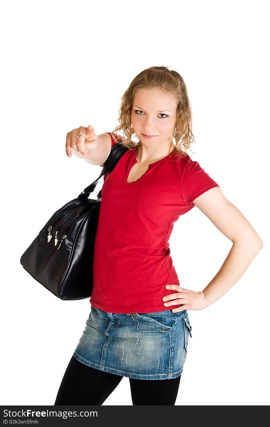 Caucasian young girl on white isolated background. Caucasian young girl on white isolated background