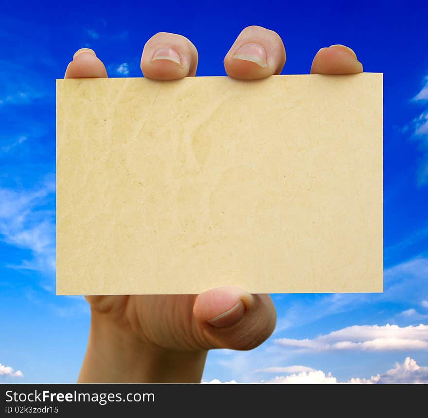 Card blank in a hand