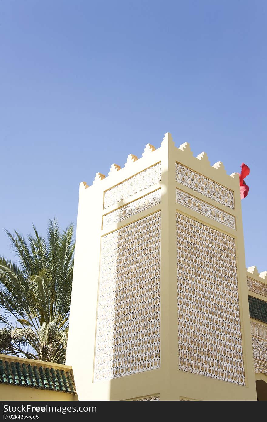 Minaret tower of town hall in the desert