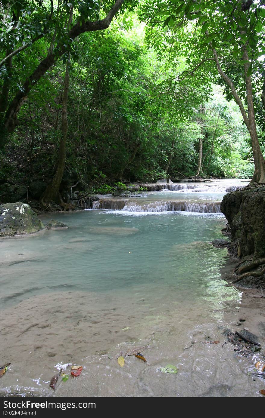 Waterfall in Erawan park in Thailand. Waterfall in Erawan park in Thailand