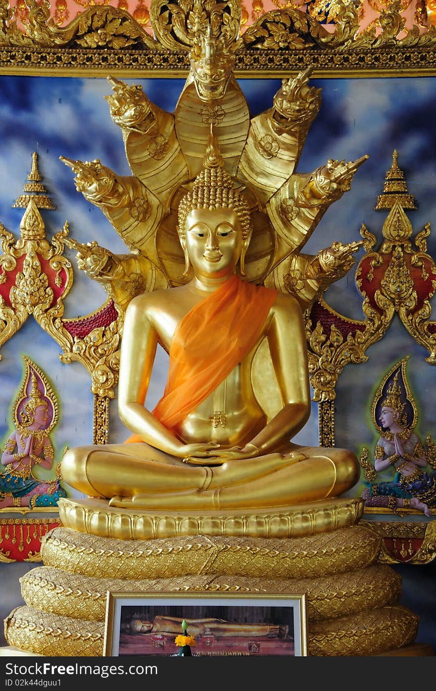 Image of buddha in Chai-Mong-Kol pagoda, northeast of thailand.