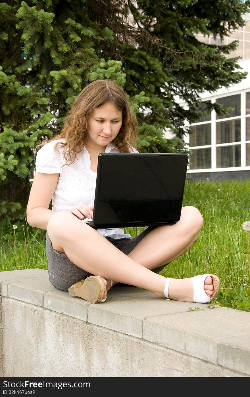 Modern woman is working anywhere. Modern woman is working anywhere