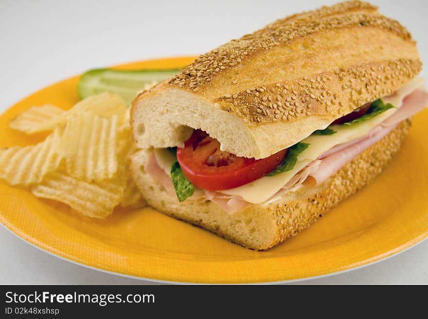 Ham & Swiss Cheese with chips