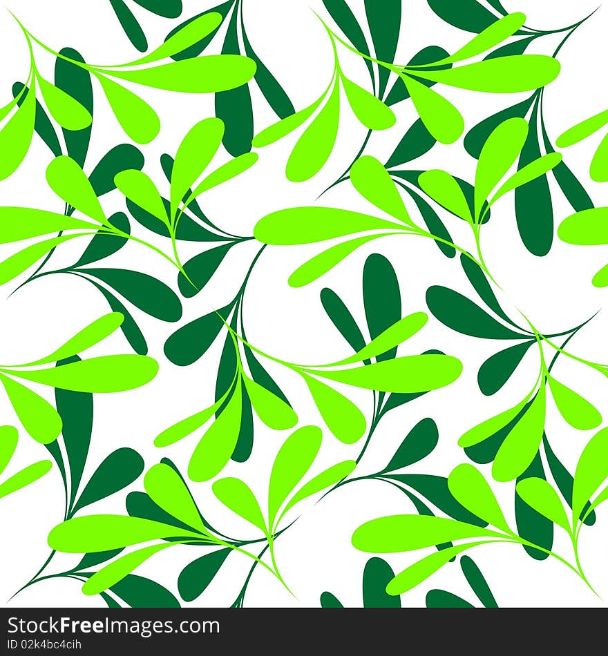 Seamless green plant wallpaper on white. Seamless green plant wallpaper on white