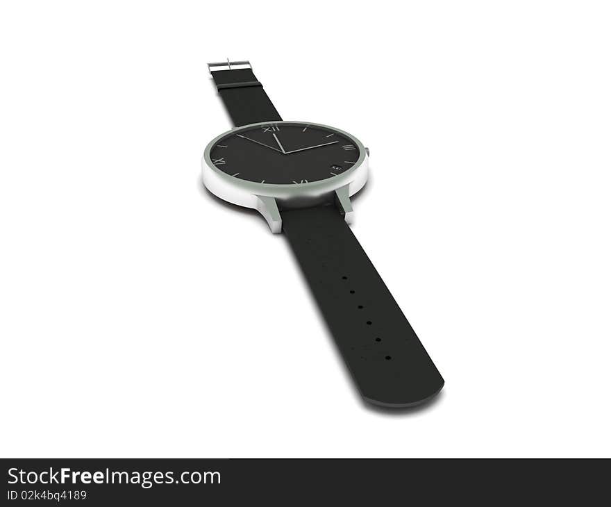 Analog wristwatch isolated on white background. High quality 3d render.