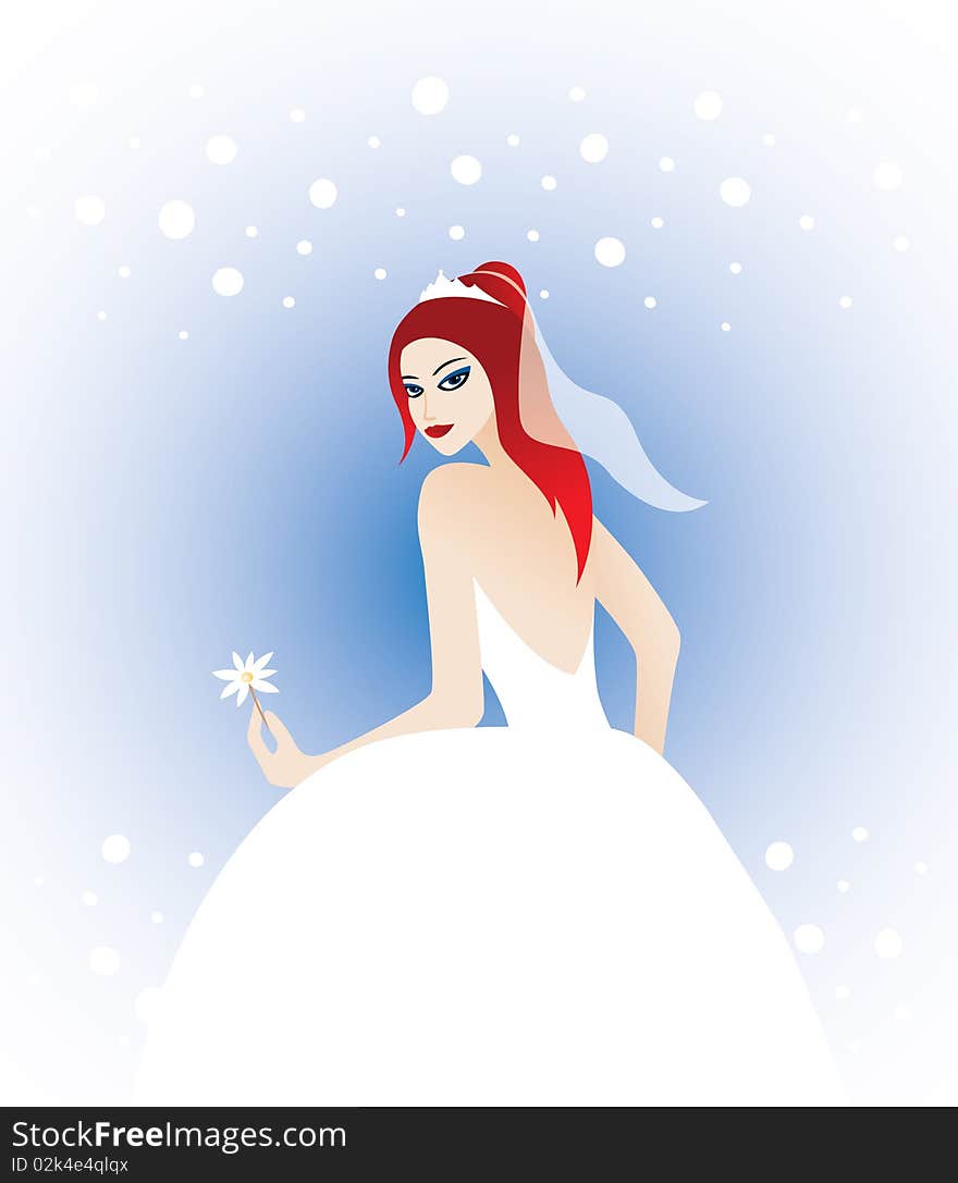 Red hair women in wedding dress. Red hair women in wedding dress