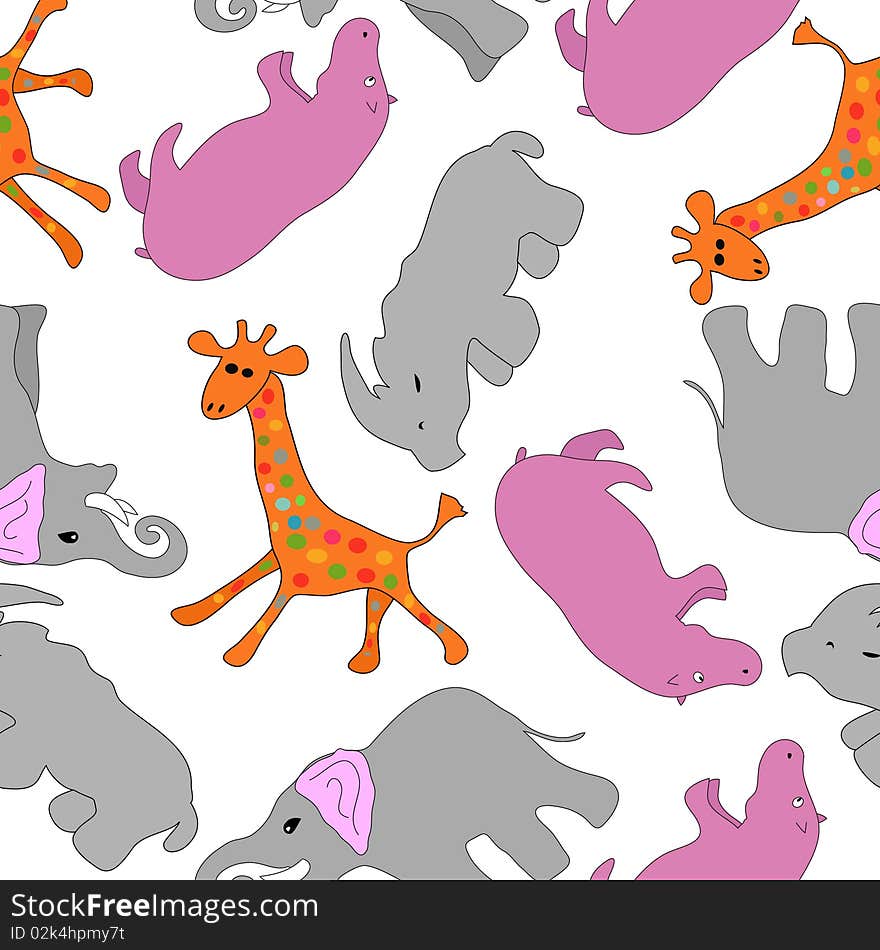 Vector Seamless Background With Animals