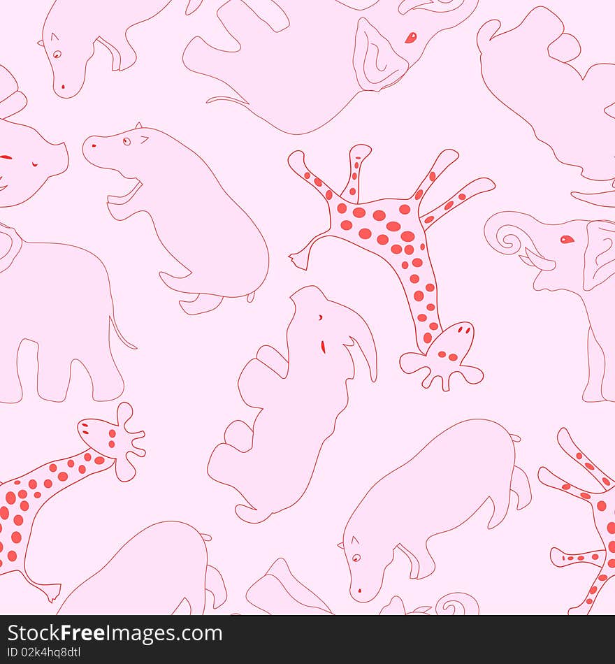 Vector Seamless Background With Animals