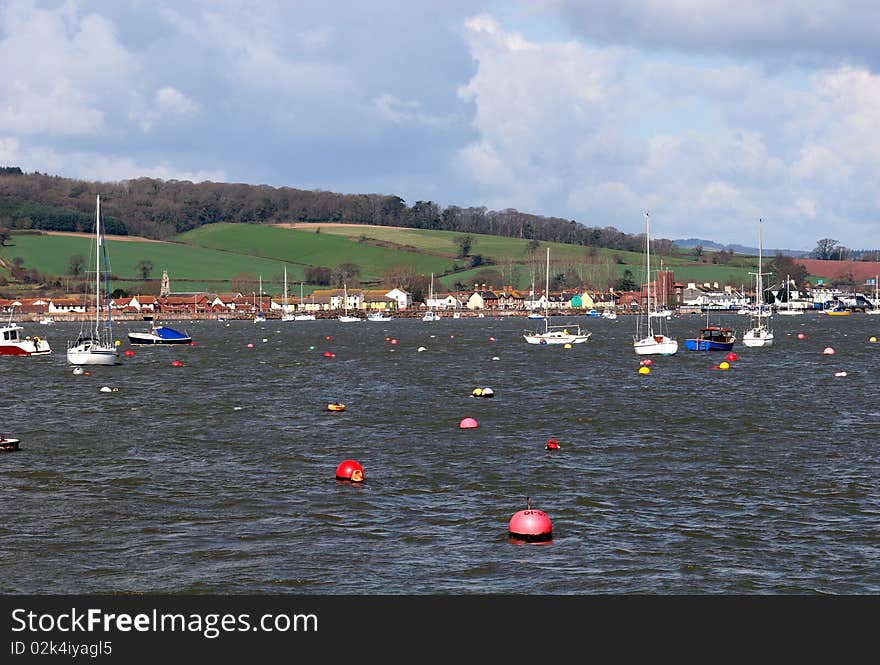 Boats moored on river Exe. Boats moored on river Exe