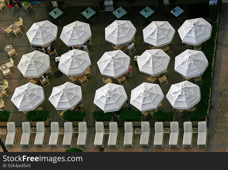 Looking down on these umbrellas one gets lost in the patterns.