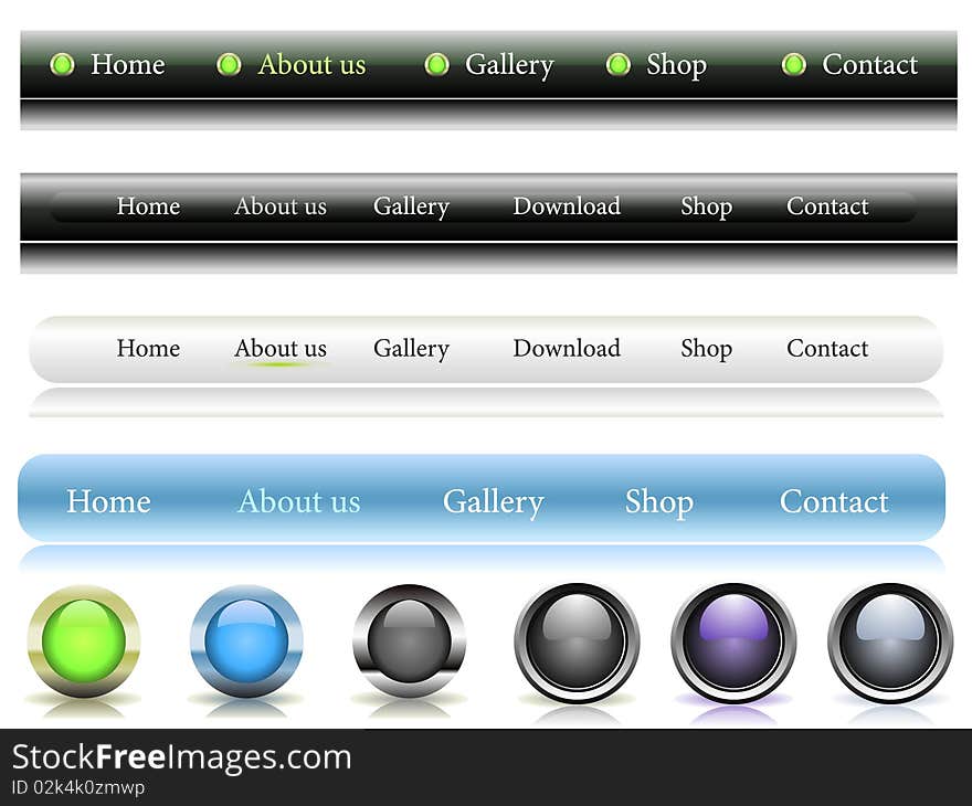 Set of web navigation and buttons. Set of web navigation and buttons