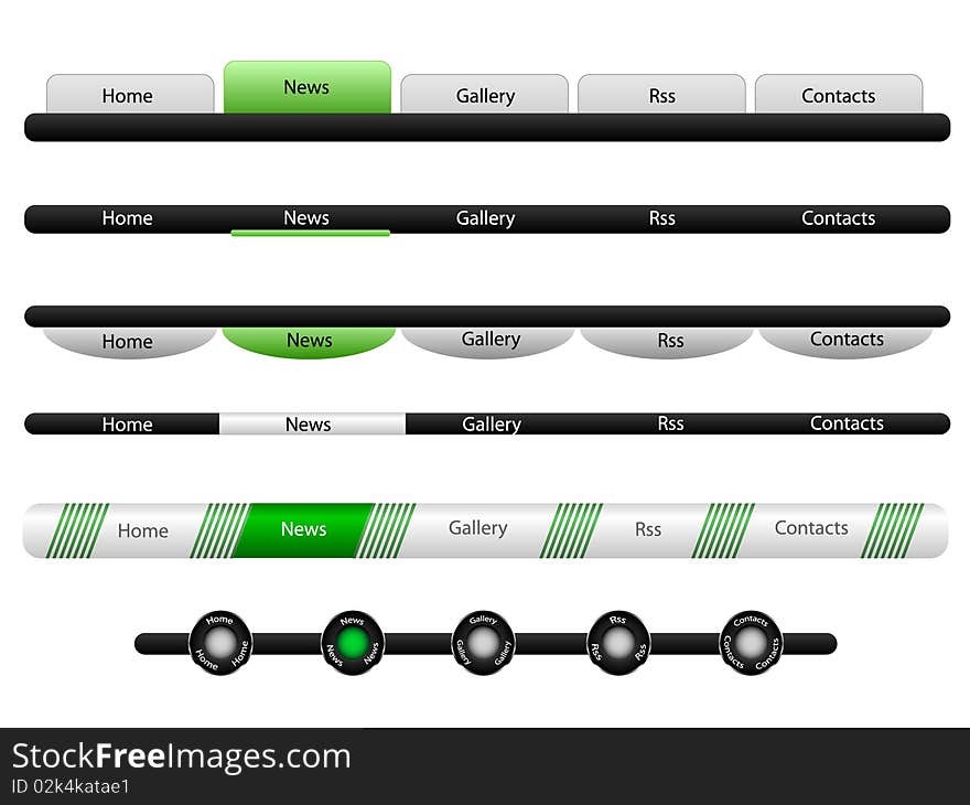 Set of web navigation and buttons