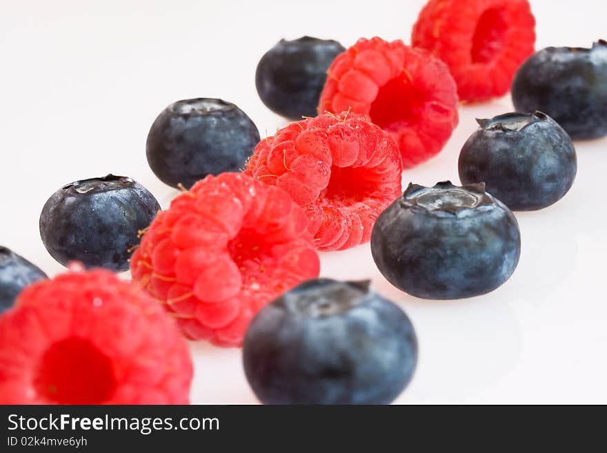 Raspberries and blueberries