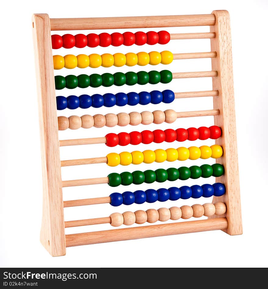 Abacus With Wooden Frame and brightly colored beads