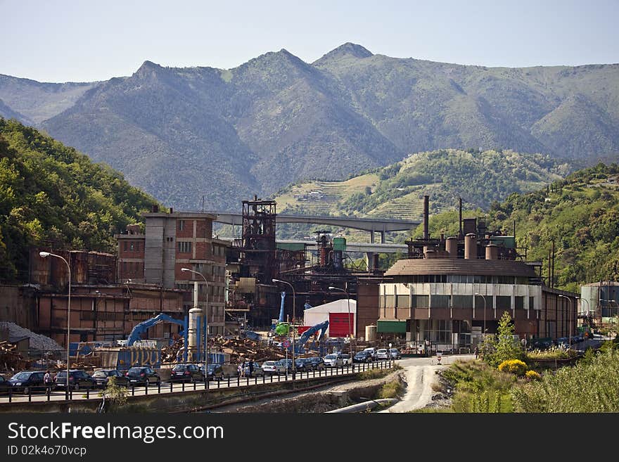 A disused former industrial area on the outskirts of Genoa