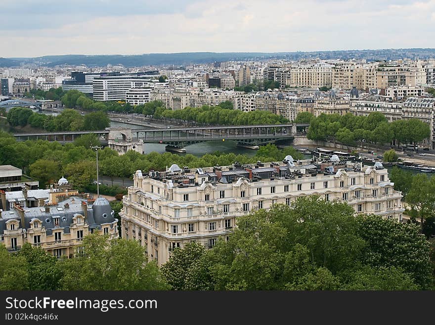 Panorama of Paris. View from Eiffel tower