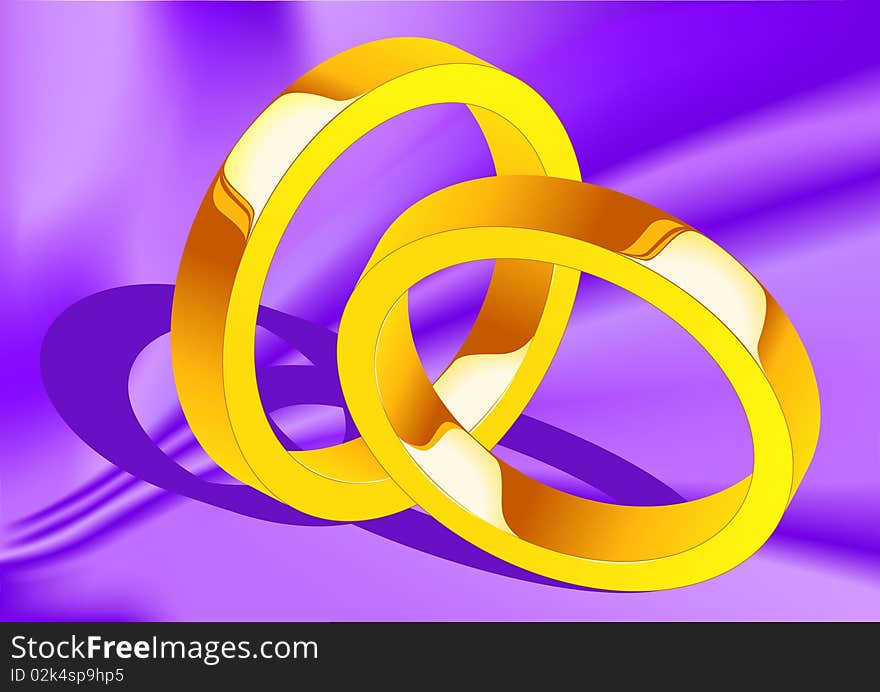 Wedding rings on silk, illustration, AI file included