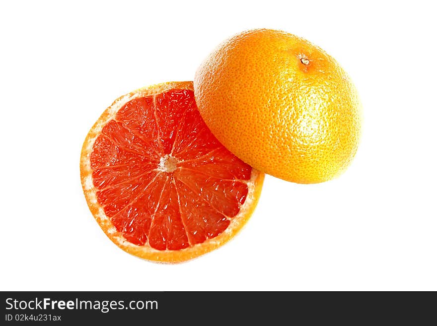 Cut Grapefruit On White Background