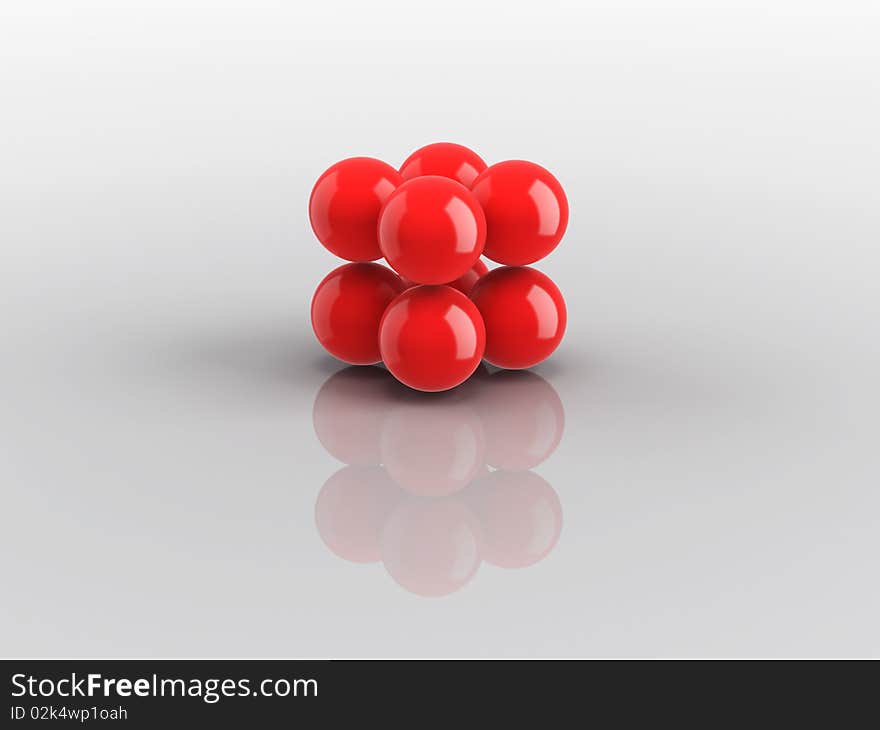 3D detailed illustration of red balls. 3D detailed illustration of red balls