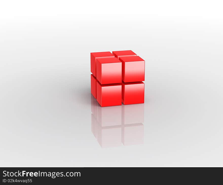 3D detailed illustration of red boxes. 3D detailed illustration of red boxes