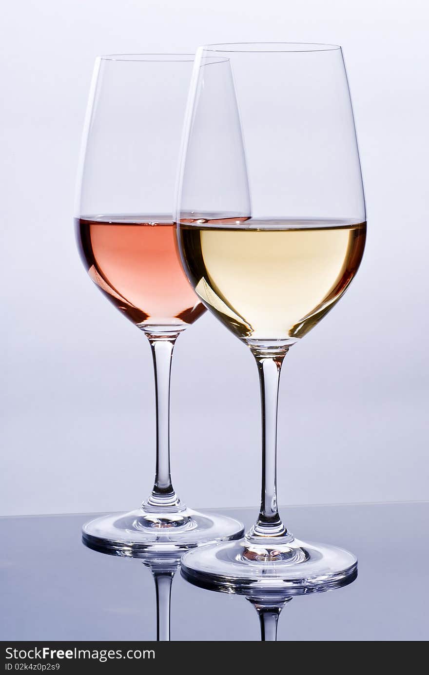 Wineglasses Filled With Colorful Wine