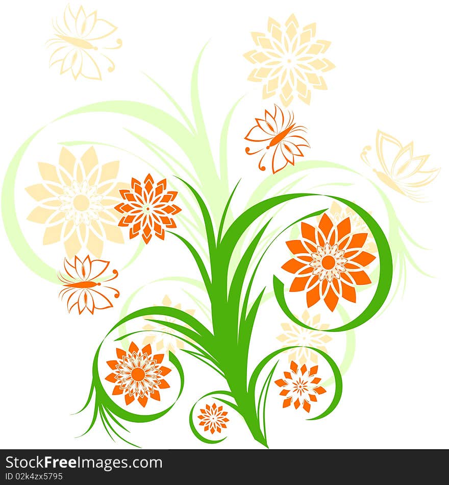 Vector illustration of a floral ornament on white background