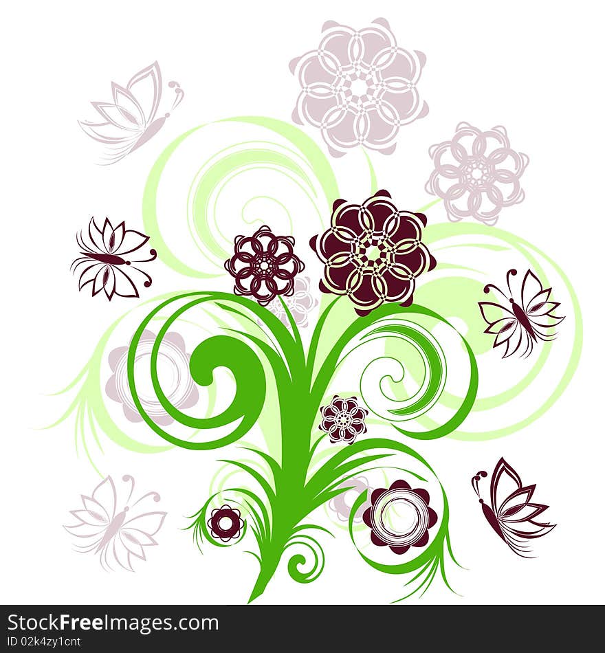 Vector illustration of a floral ornament on white background