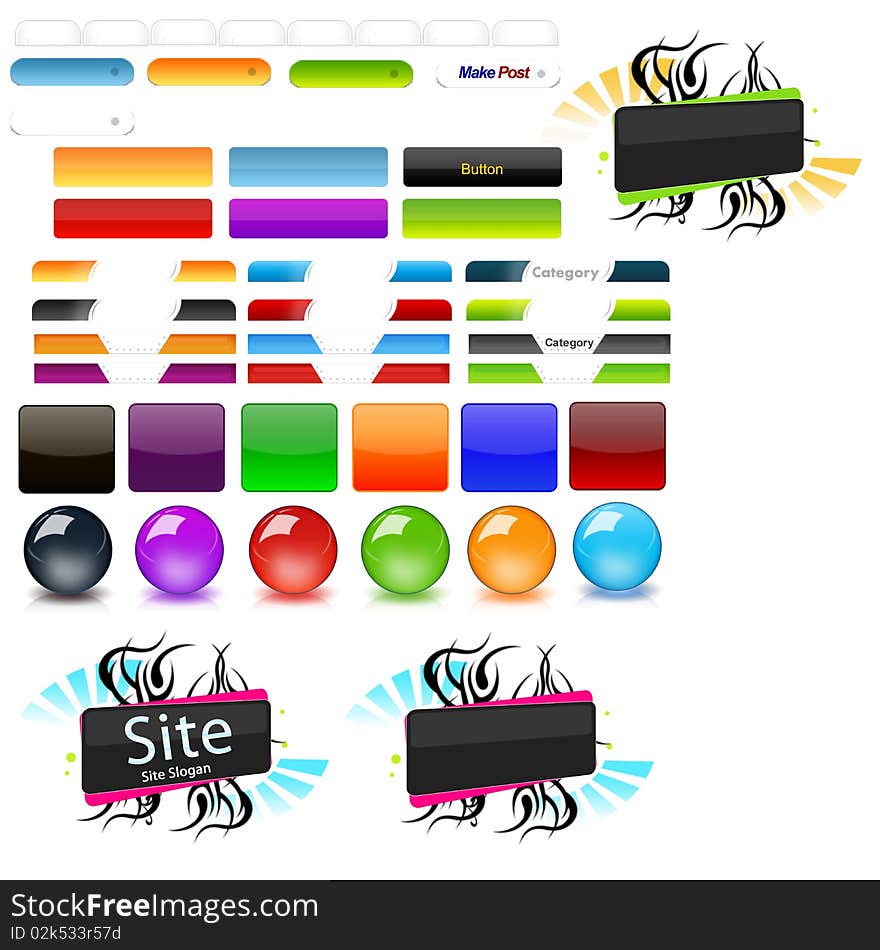 A set of web elements glossy style very useful for designers and for websites. A set of web elements glossy style very useful for designers and for websites