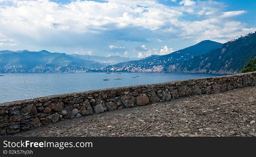 Italian Riviera coast from Genoa to Camogli. Italian Riviera coast from Genoa to Camogli