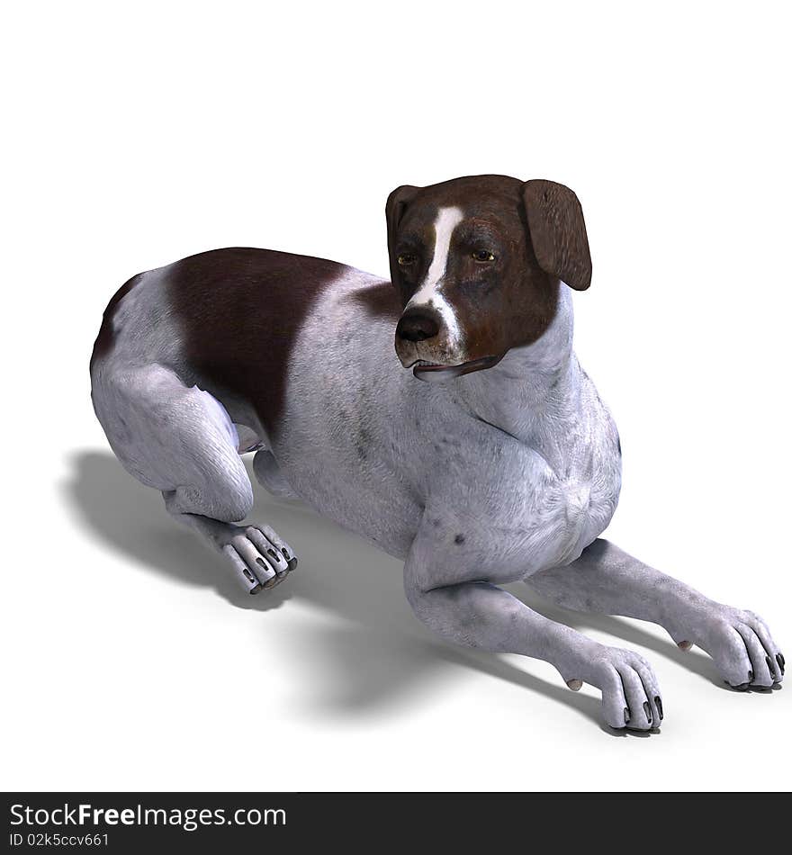 German Short Hair Dog. 3D rendering with clipping