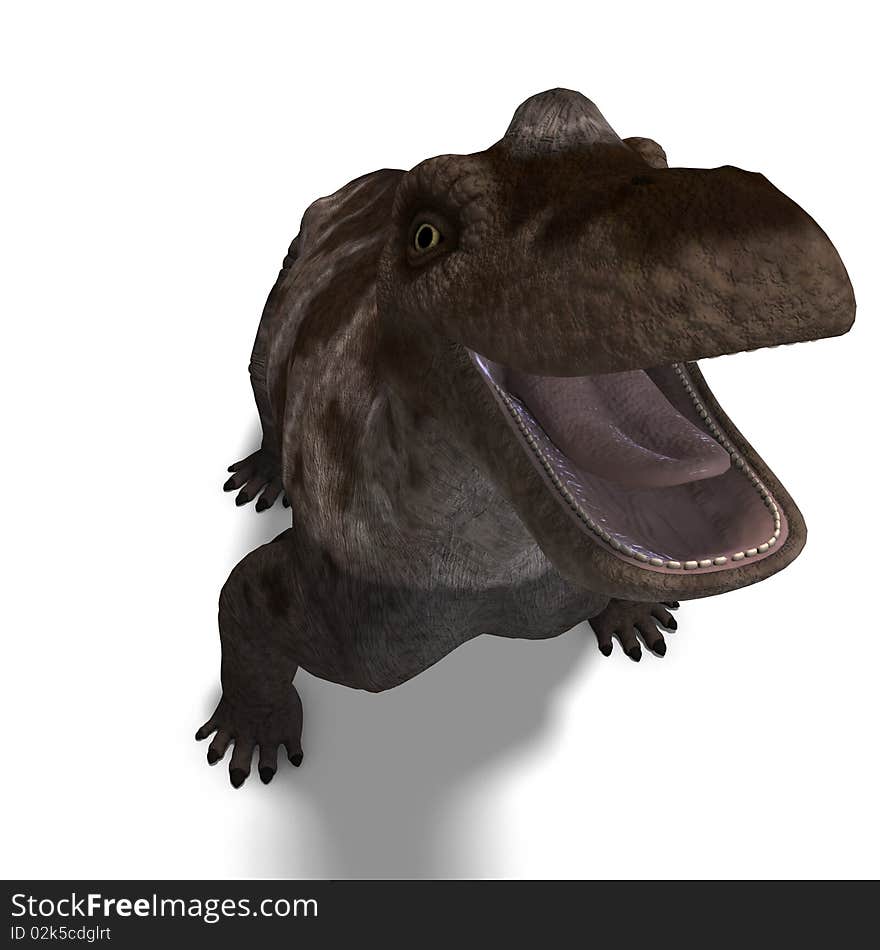 Dinosaur Keratocephalus. 3D rendering with clipping path and shadow over white