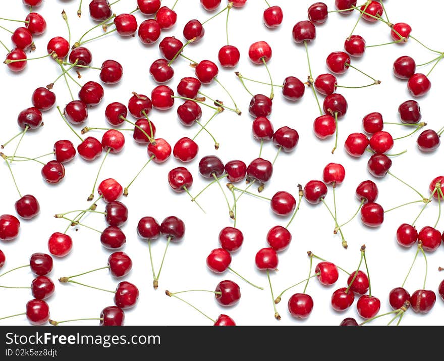 Fresh ripe cherry berry on white