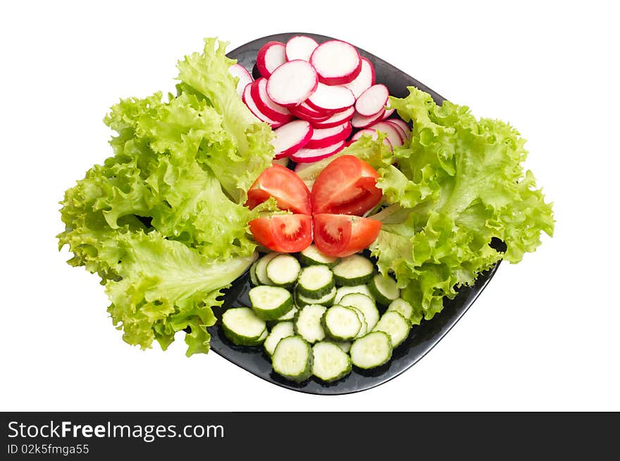 Fresh cucumber, radish, tomatoes and Lettuce