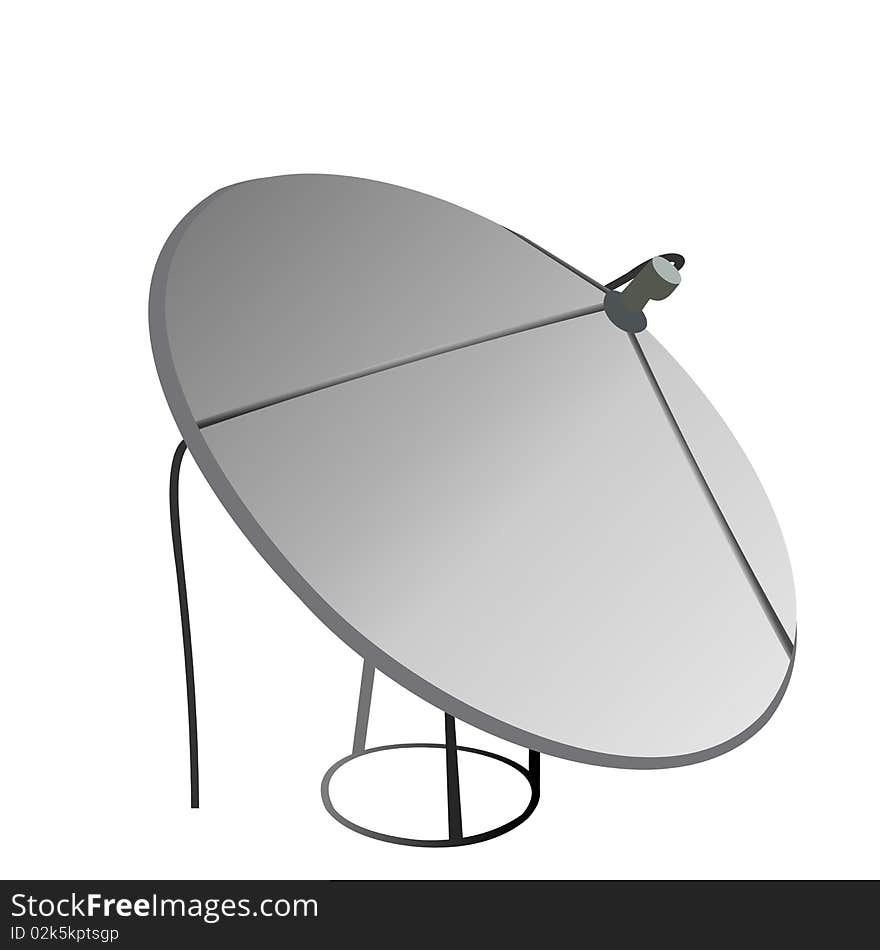 Satellite antenna is isolated on white background. Vector