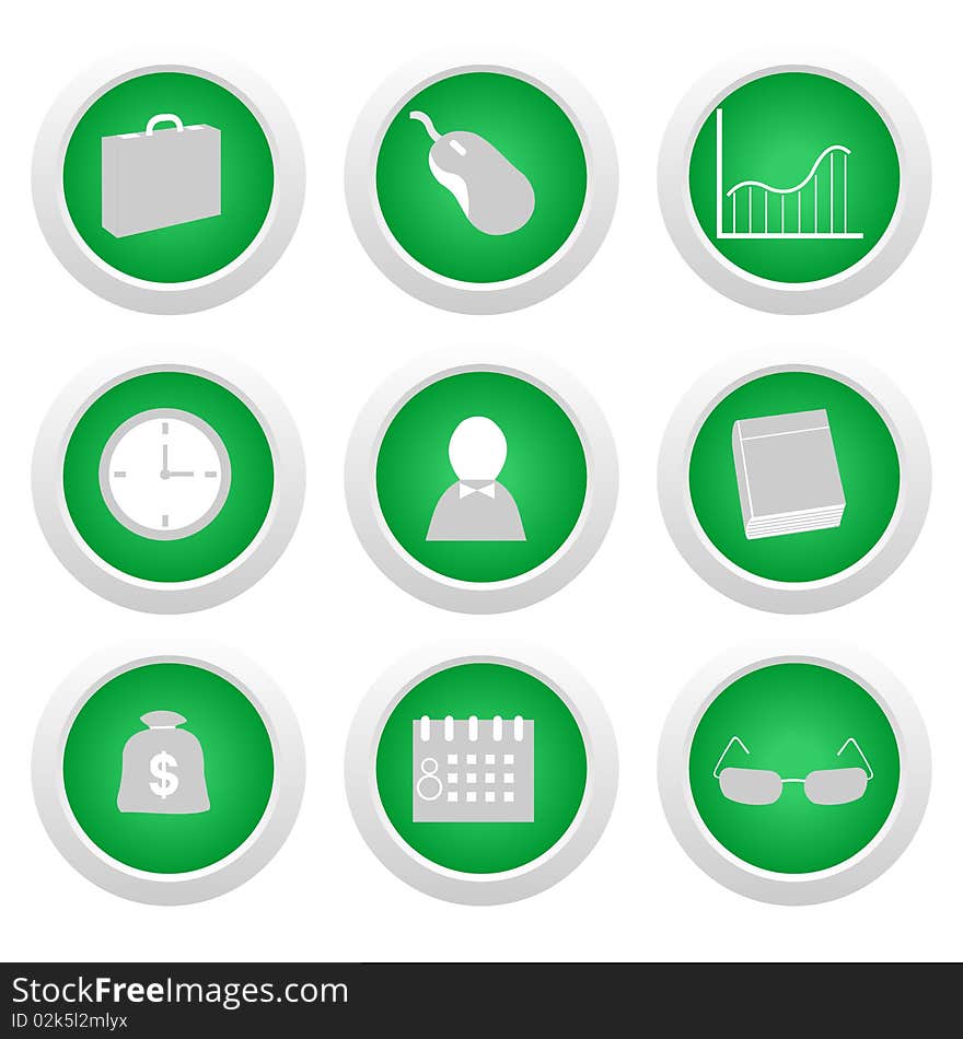 Green sticker with icon for web design. Vector