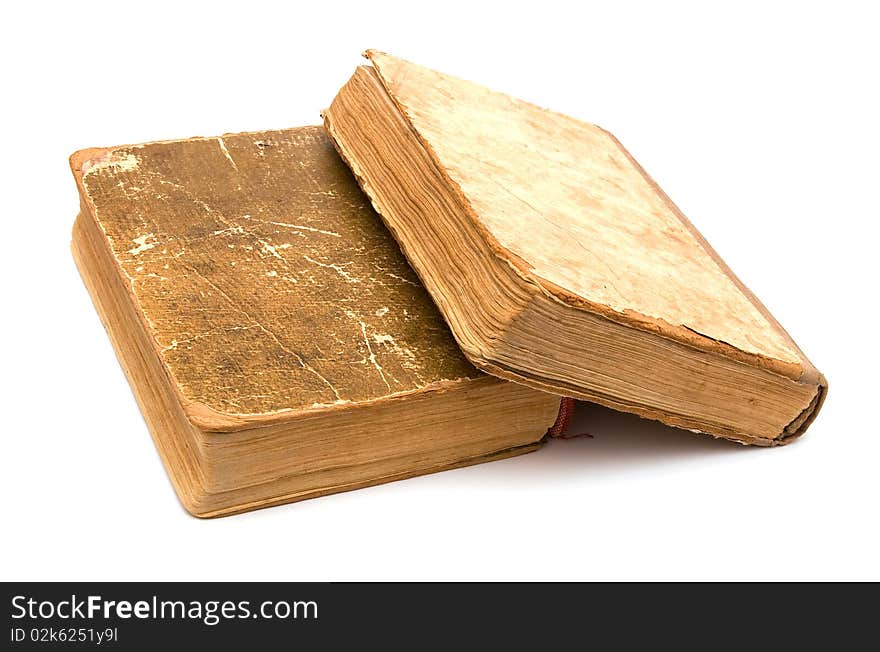 Old books isolated on white background