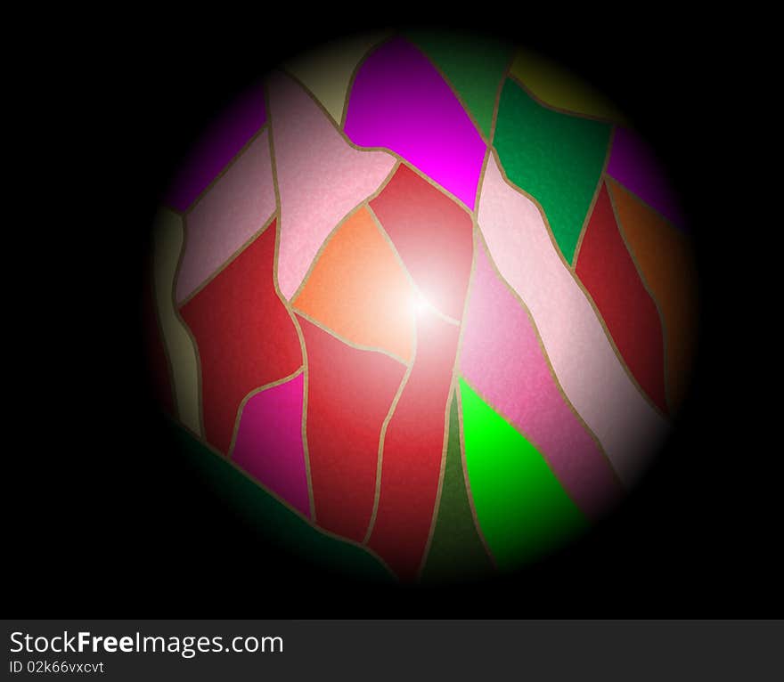 An abstract glass ball illustration with a light spot reflection in the middle and black background around it. An abstract glass ball illustration with a light spot reflection in the middle and black background around it