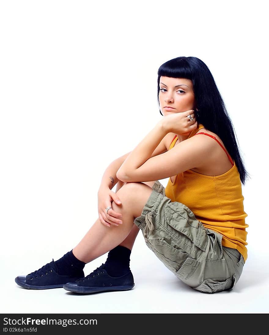 Young beautiful woman dancer - studio portrait