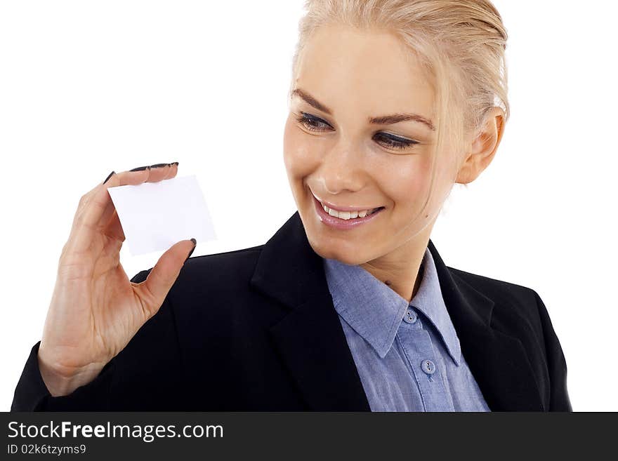 Looking at her business card