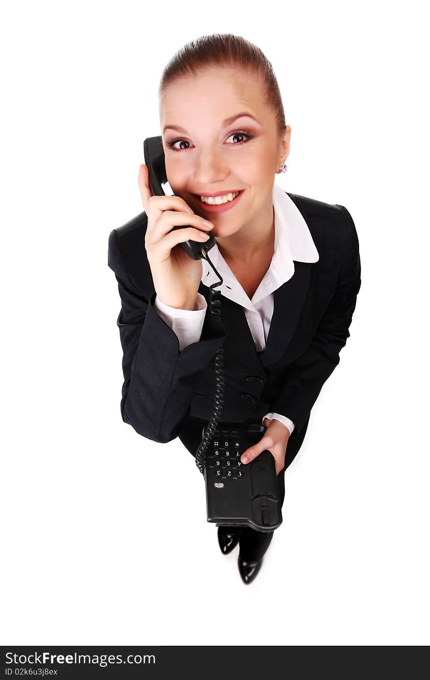 Businesswoman with telephone