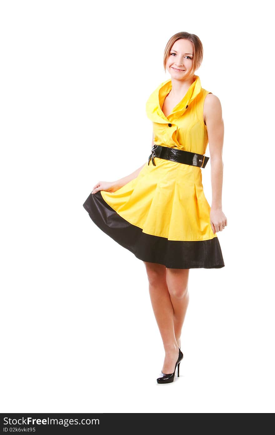 Young pretty girl in yellow dress