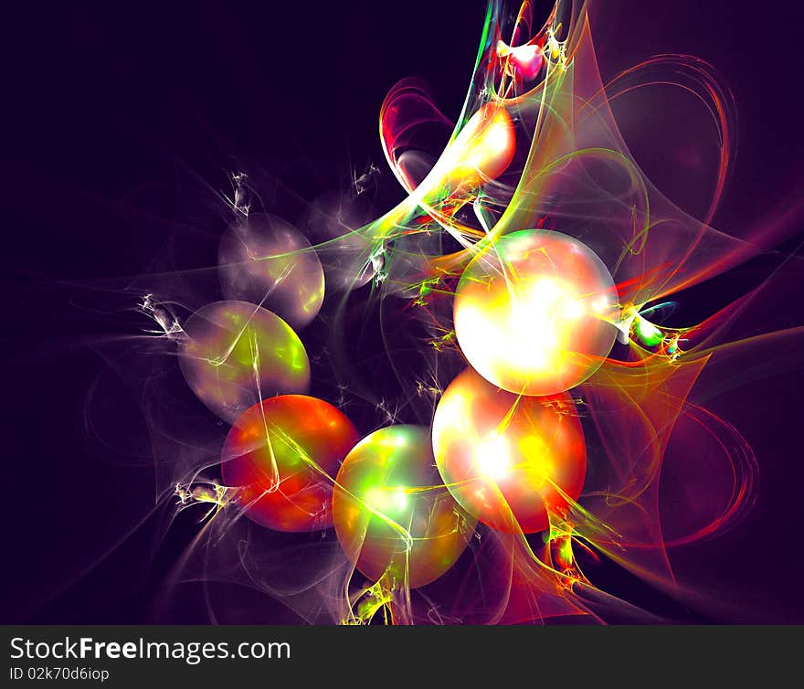 This is an abstract image have many red colored ball around it. This is an abstract image have many red colored ball around it