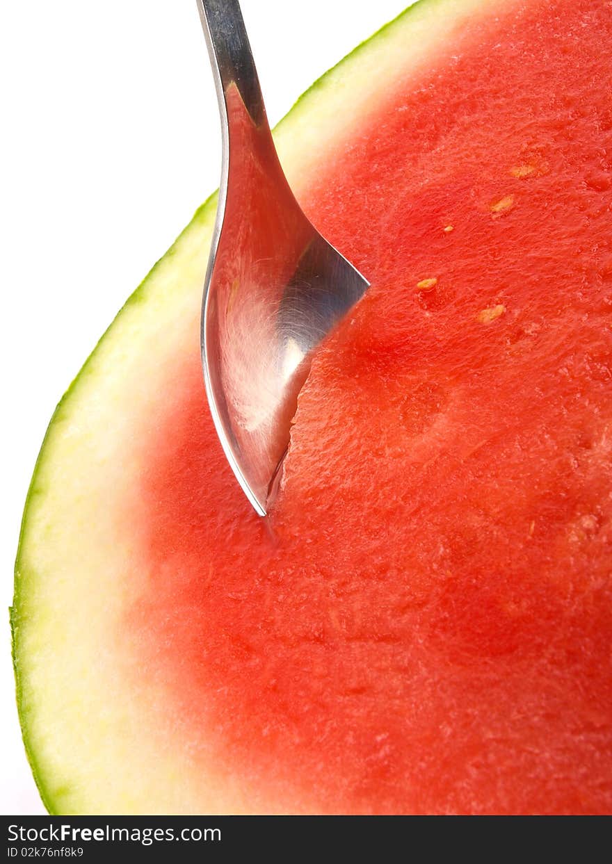 Fresh watermelon. Close up on white background.