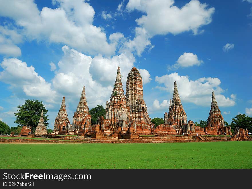 Nice pagoda and amazing sky taken from ayutthaya thailand