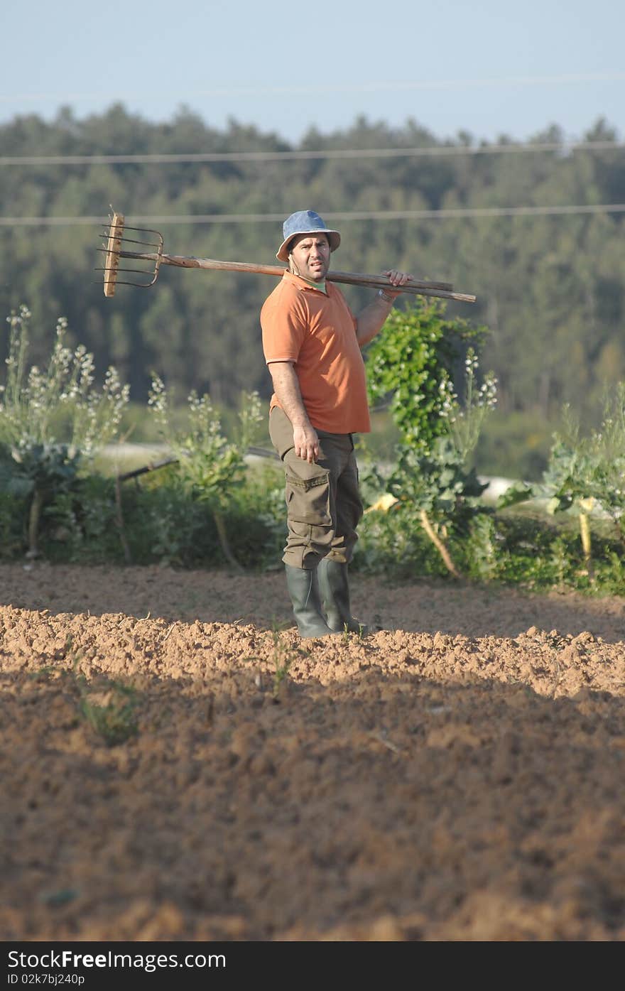 A farmer working on the farm